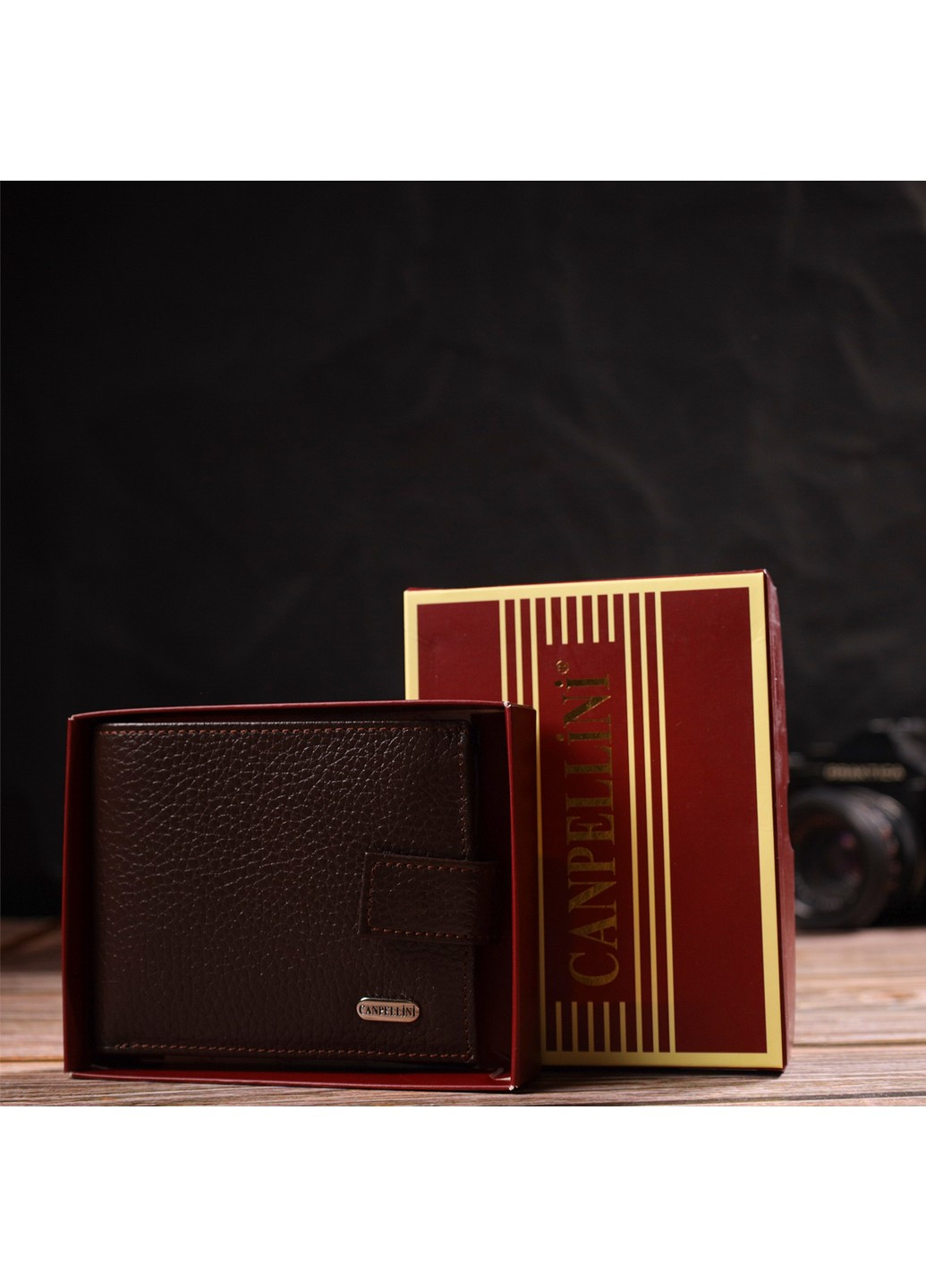 Гарний горизонтальний гаманець для чоловіків з натуральної шкіри флотар 21891 Коричневий Canpellini (259830018)