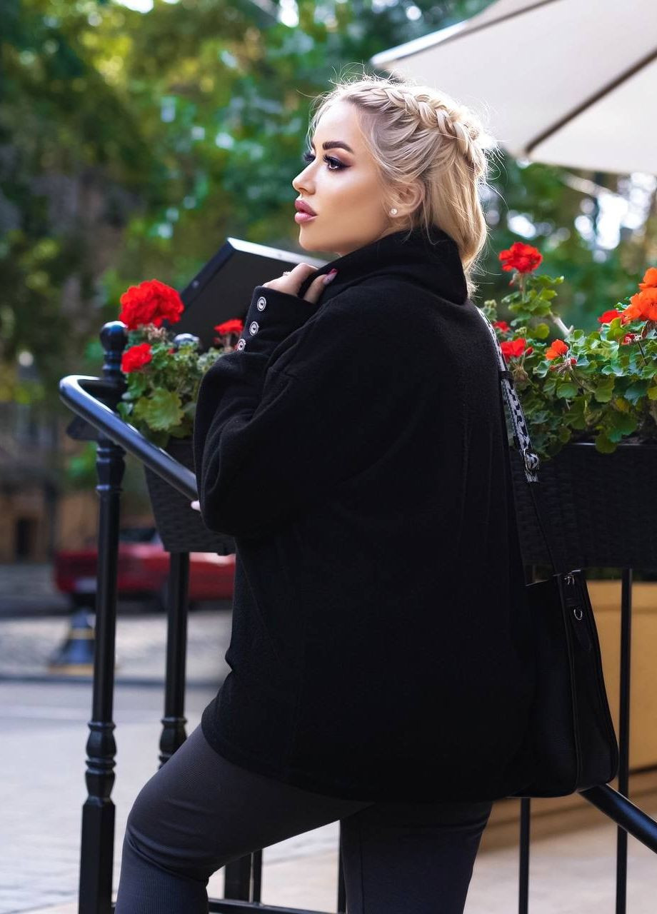 Чорний жіночий светр із ангори чорного кольору р.46/48 384032 New Trend