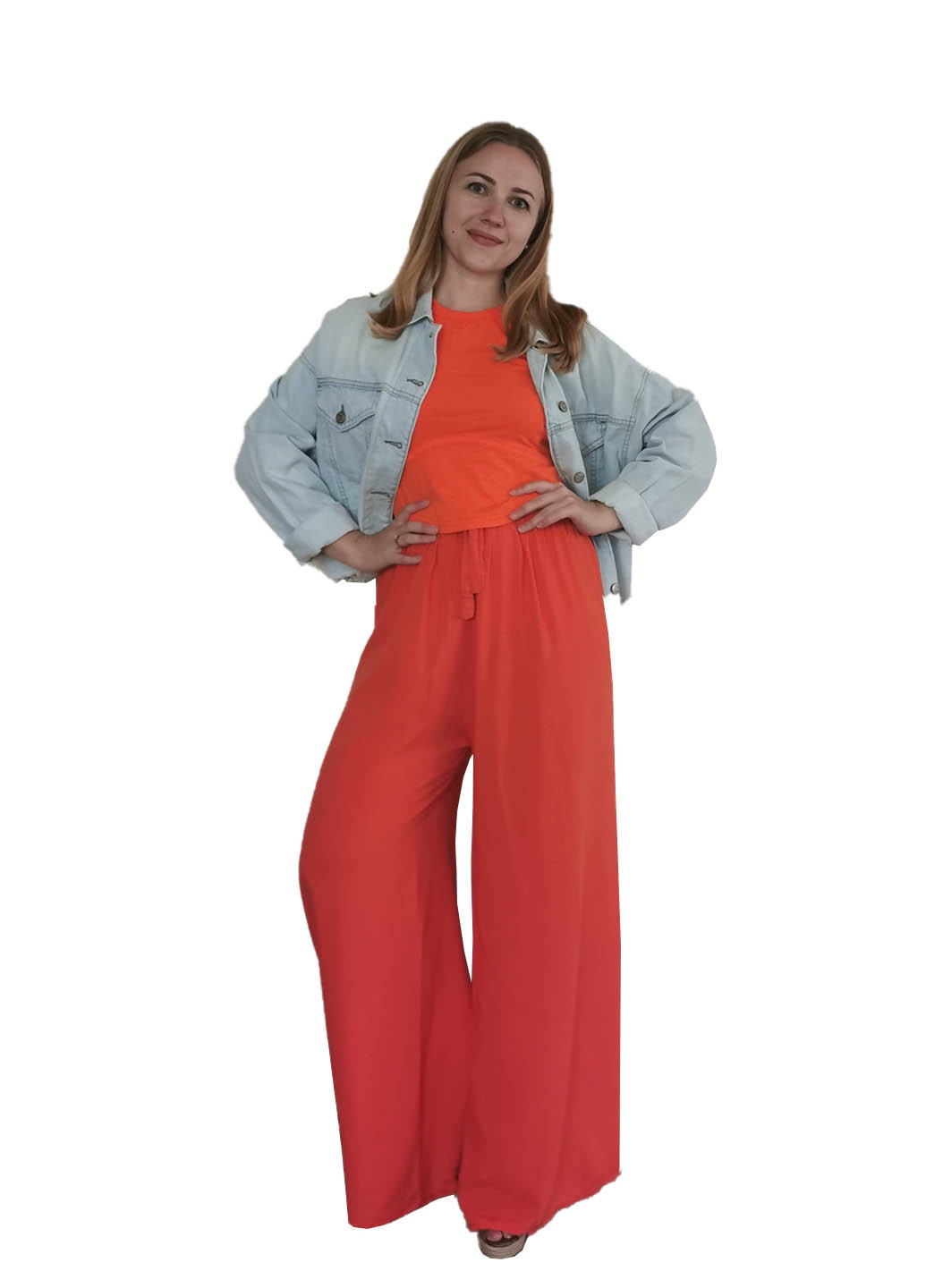 Оранжевые кэжуал летние палаццо брюки Luvete