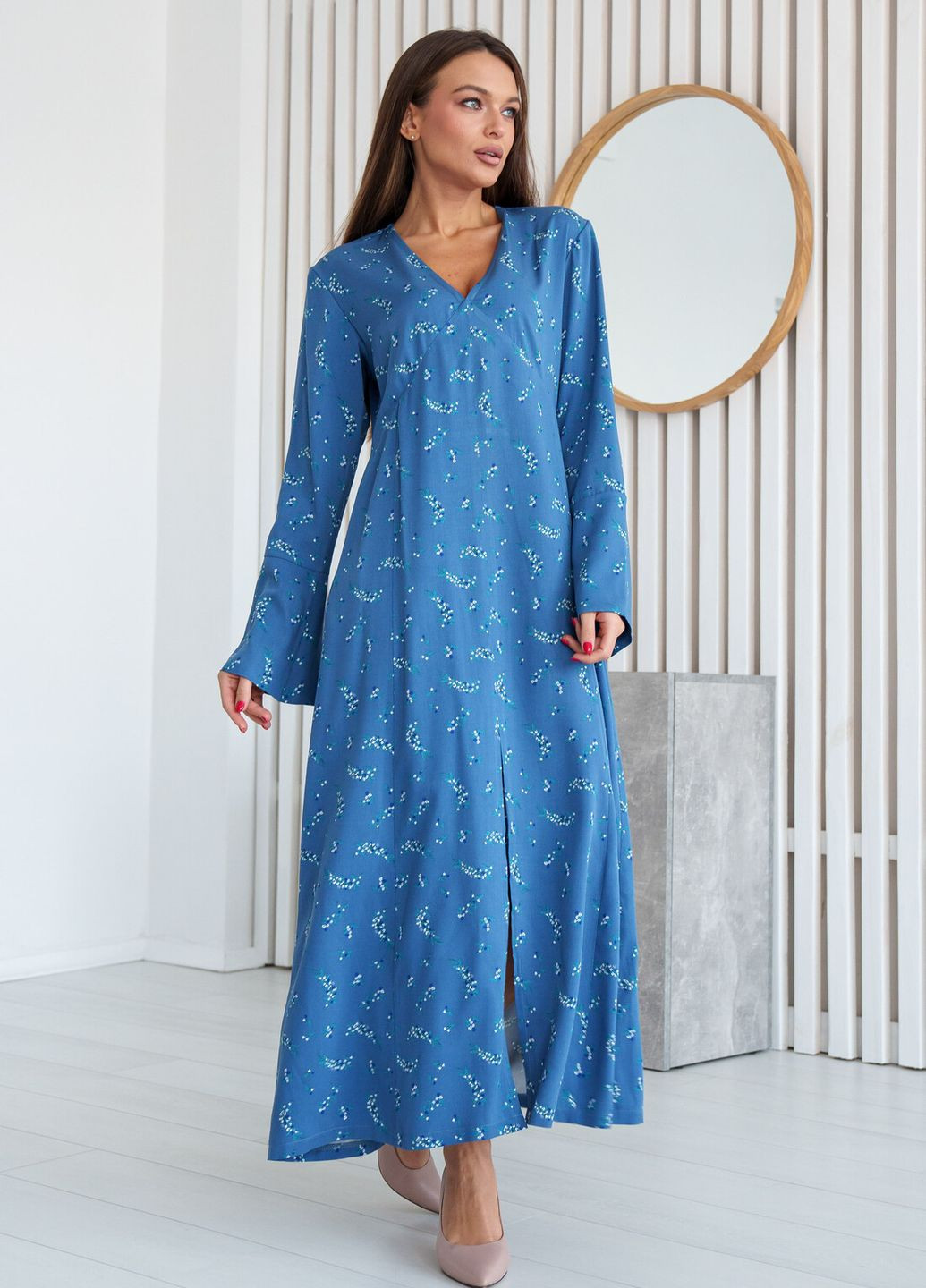 Світло-синя повсякденний, кежуал, джинсова сукня інгрід Ри Мари з квітковим принтом