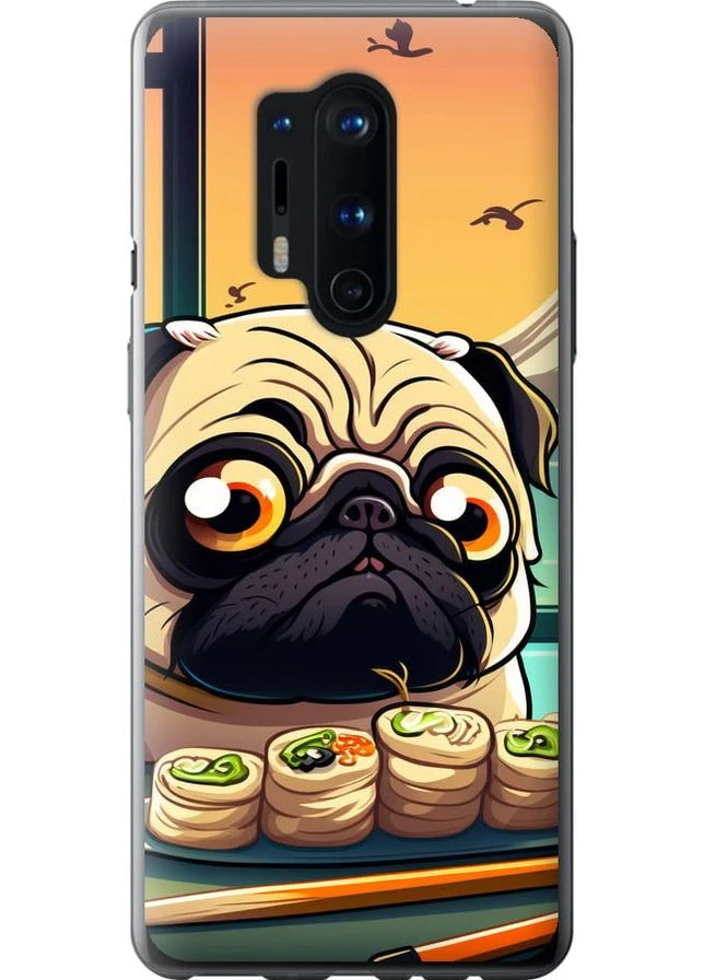 Силиконовый чехол 'Мопс и суши' для Endorphone OnePlus 8 Pro (276320417)