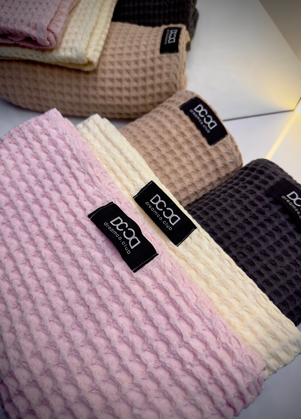 Вафельний рушник з текстурованої бавовни 60х100 см колір Рожевий DC textile однотонний рожевий