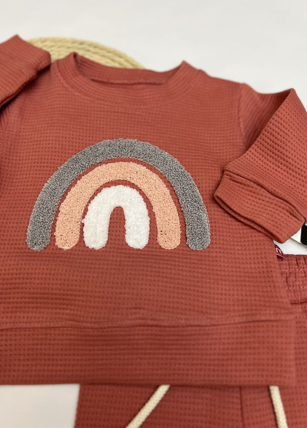 Теракотовий демісезонний костюм дитячий з вафельної тканини "веселка" Murat baby