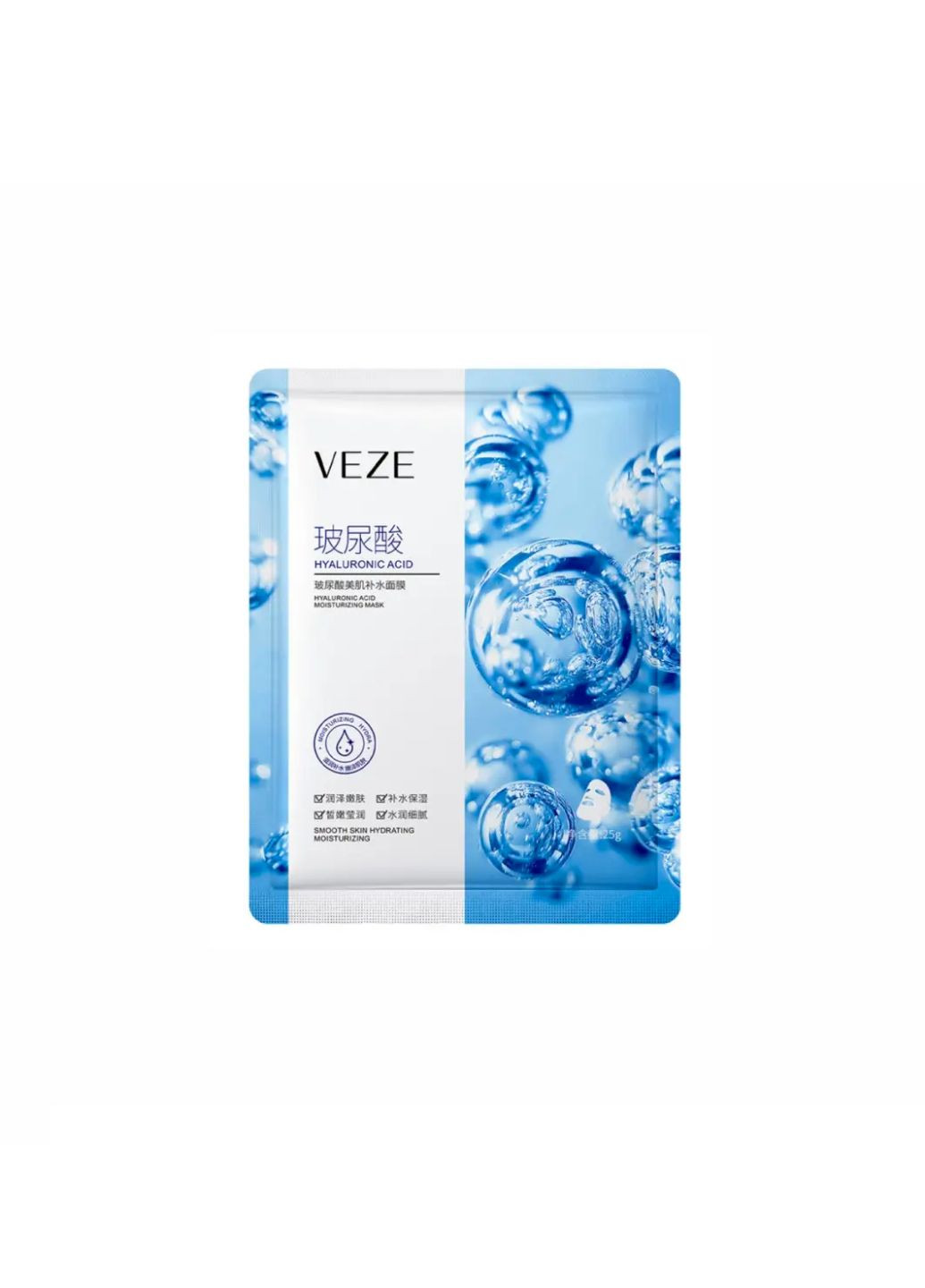 Тканевая маска для лица с экстрактом гиалуроновой кислоты Hyaluronic Acid Mask, 25 мл VEZE (278040362)