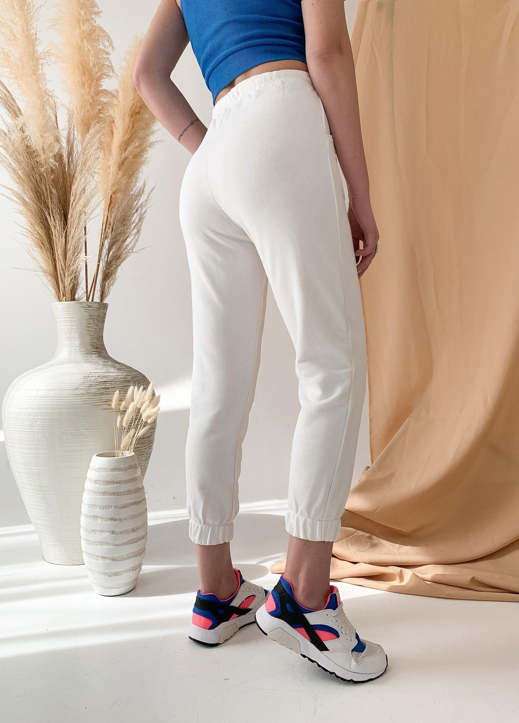 Белые кэжуал демисезонные классические, джоггеры брюки Jolie