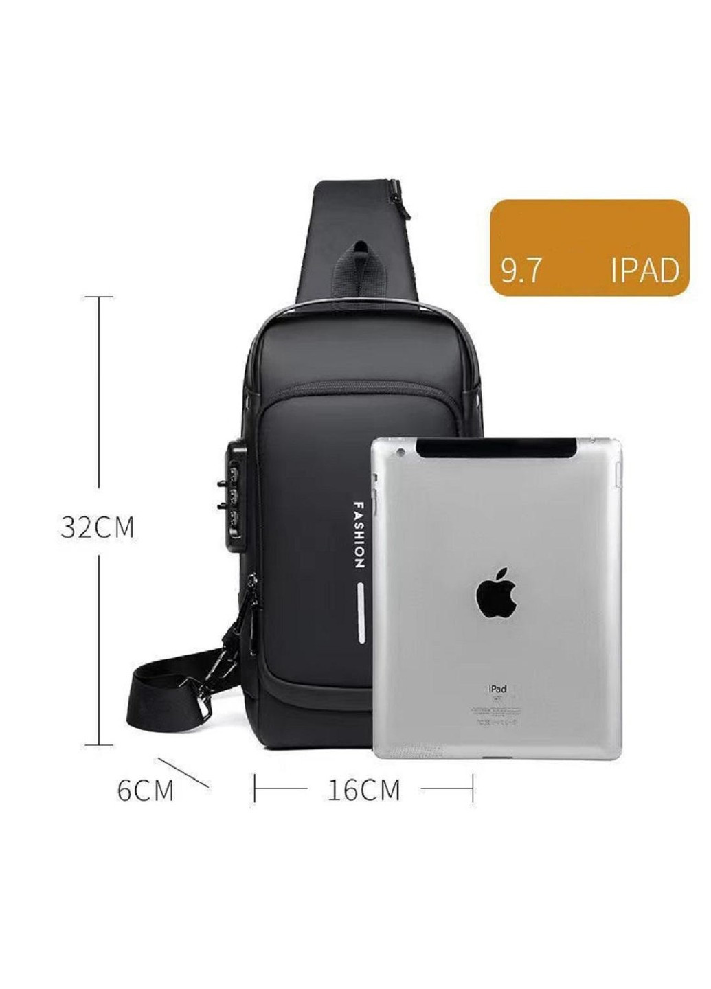 Текстильная сумка-слинг черного цвета AT09-T-23916A Confident (277963017)