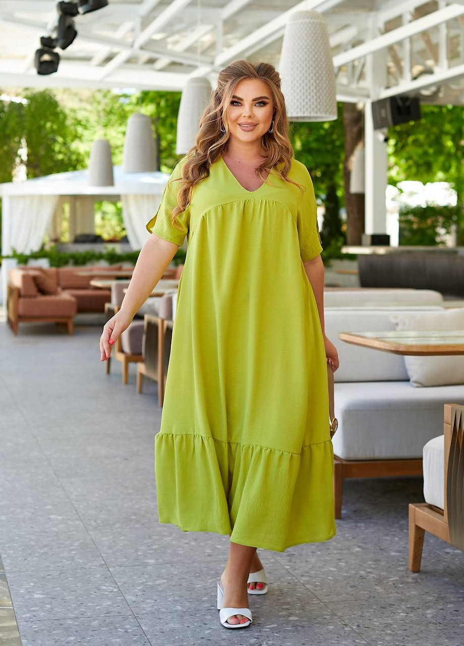 Гірчична жіноча сукня вільного крою колір гірчиця р.50/52 434419 New Trend