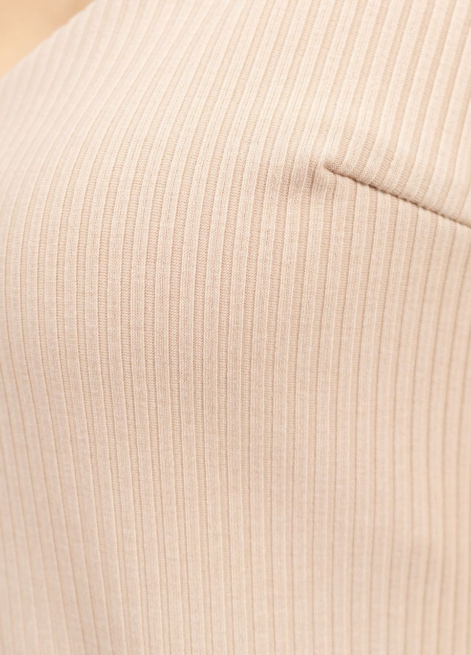 Пижамный женский комплект двойка в рубчик, халат и сорочка Кремовый Maybel (277751939)
