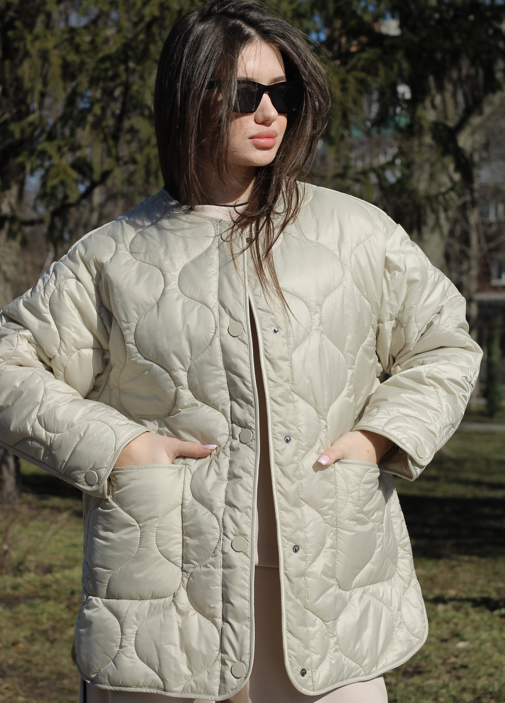 Светло-бежевая демисезонная куртка женская new color NewColor