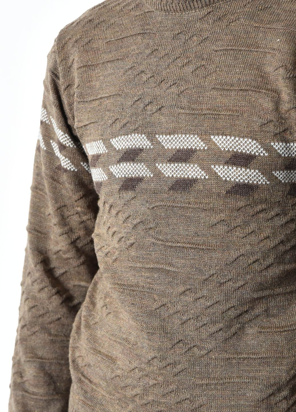 Коричневый демисезонный свитер мужской однотонный коричневого цвета пуловер Let's Shop