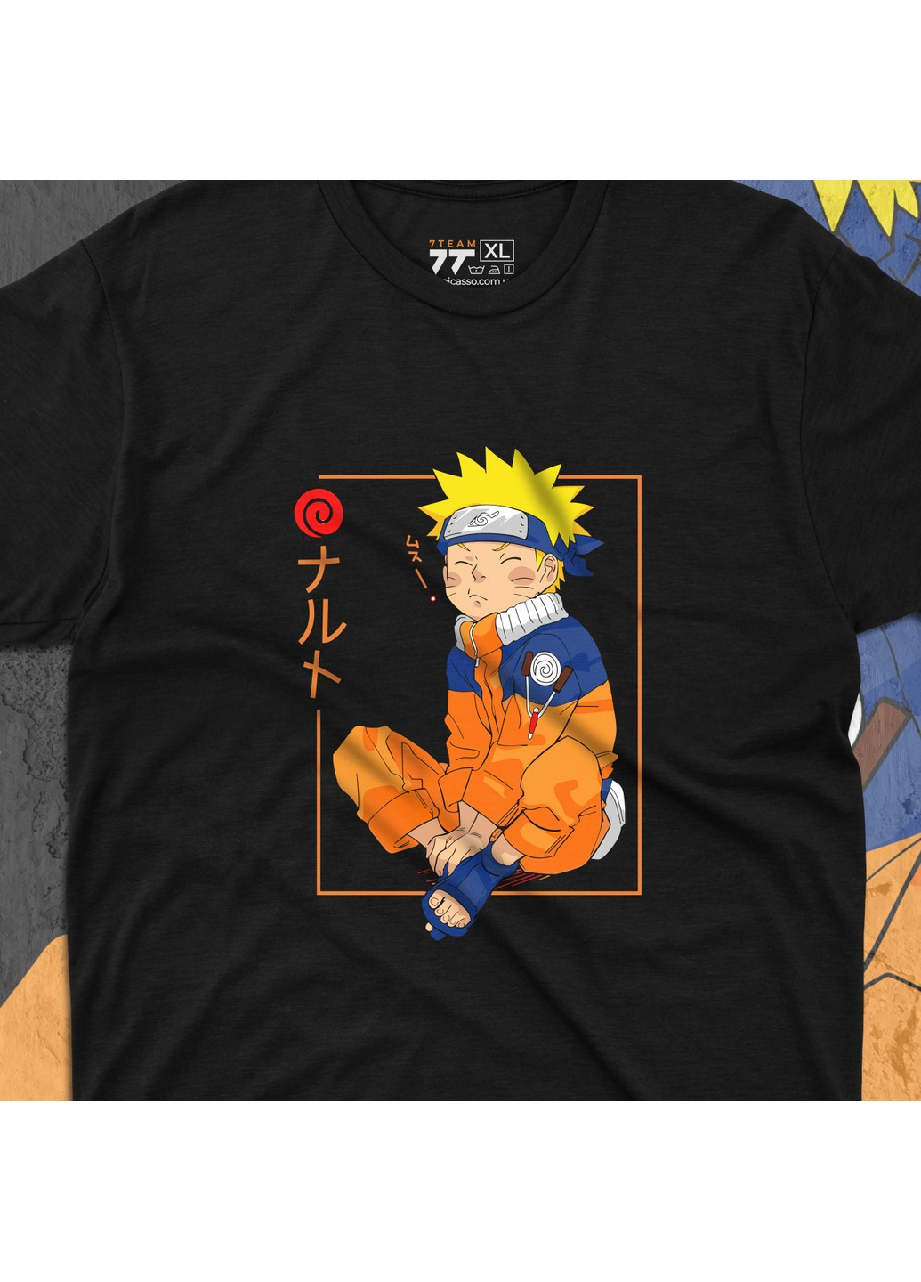 Чорна футболка з принтом наруто - кід No Brand