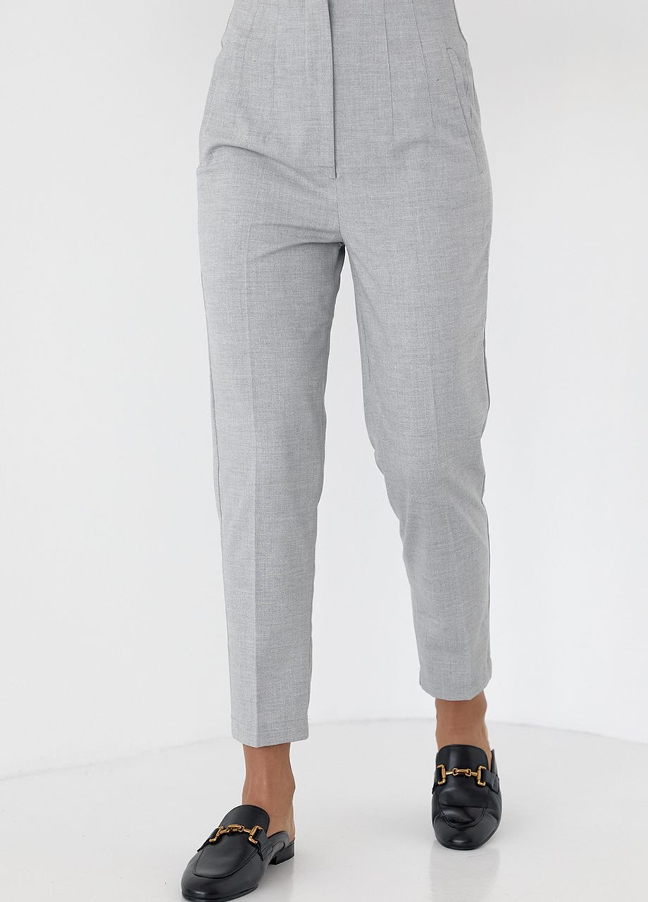 Классические женские брюки укороченные - светло-серый Lurex (262737655)