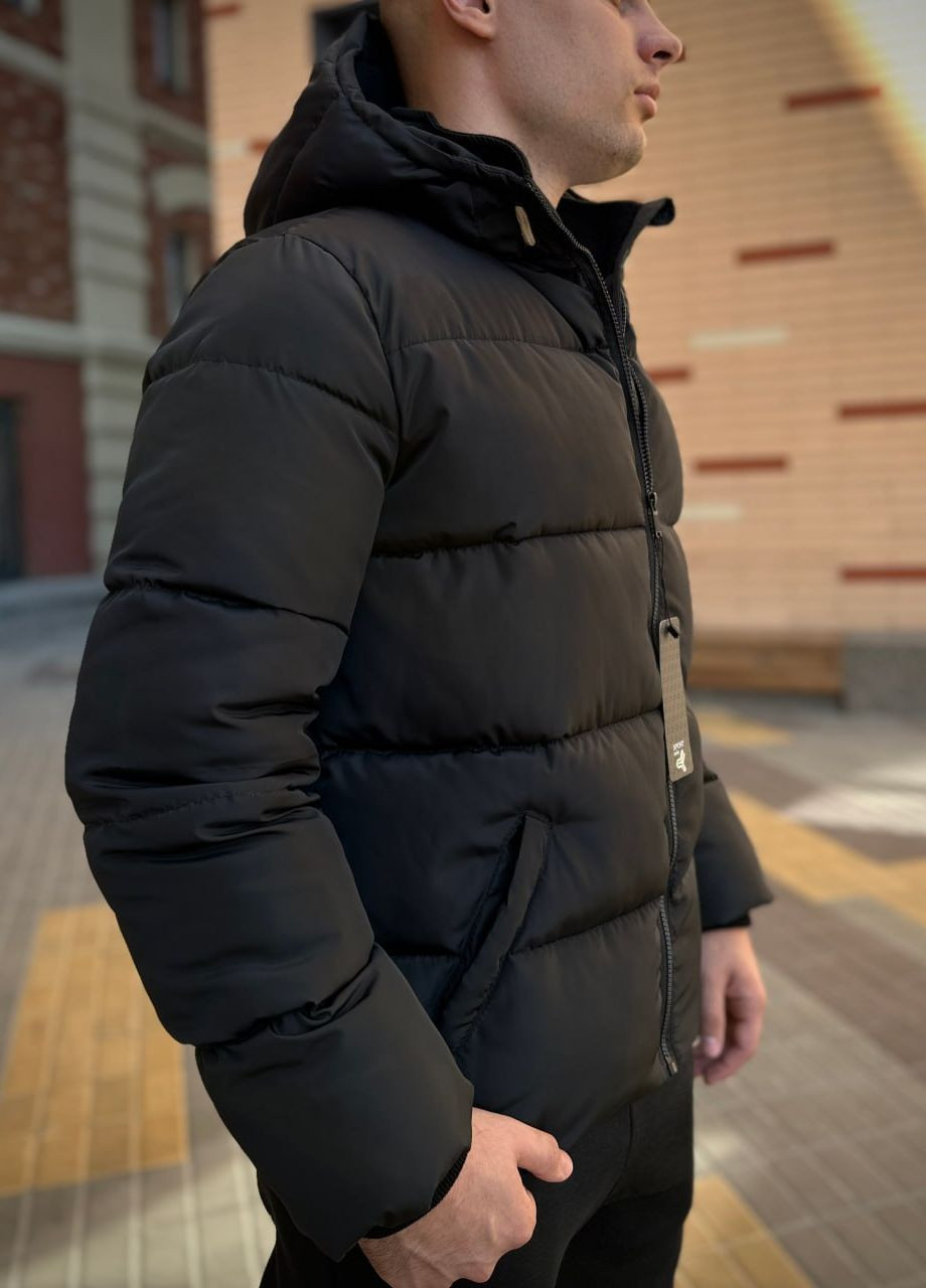 Чорна зимня куртка зимова чорна з лого jordan Vakko