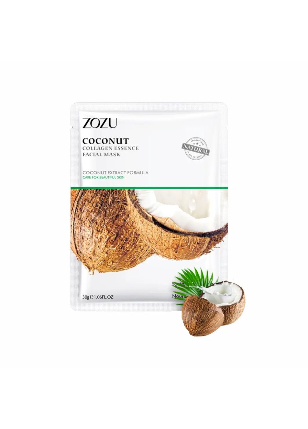 Тканевая маска для лица с экстрактом кокоса Coconut Collagen Essence Facial Mask, 30 мл ZOZU (277974139)