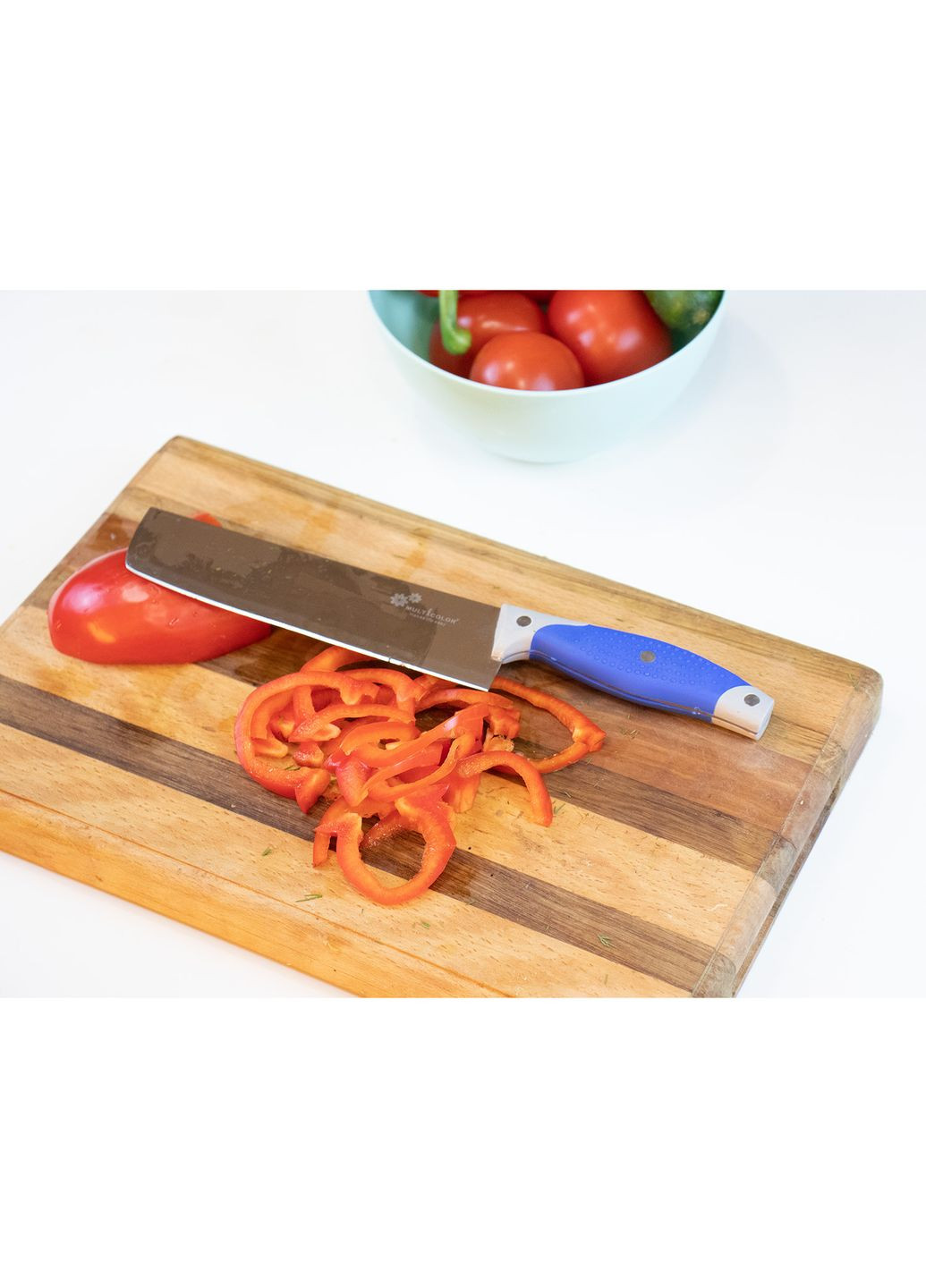 Ніж кухонний овочевий з силіконовою ручкою та тонким прямокутним лезом 31 см Kitchen Master (263931696)