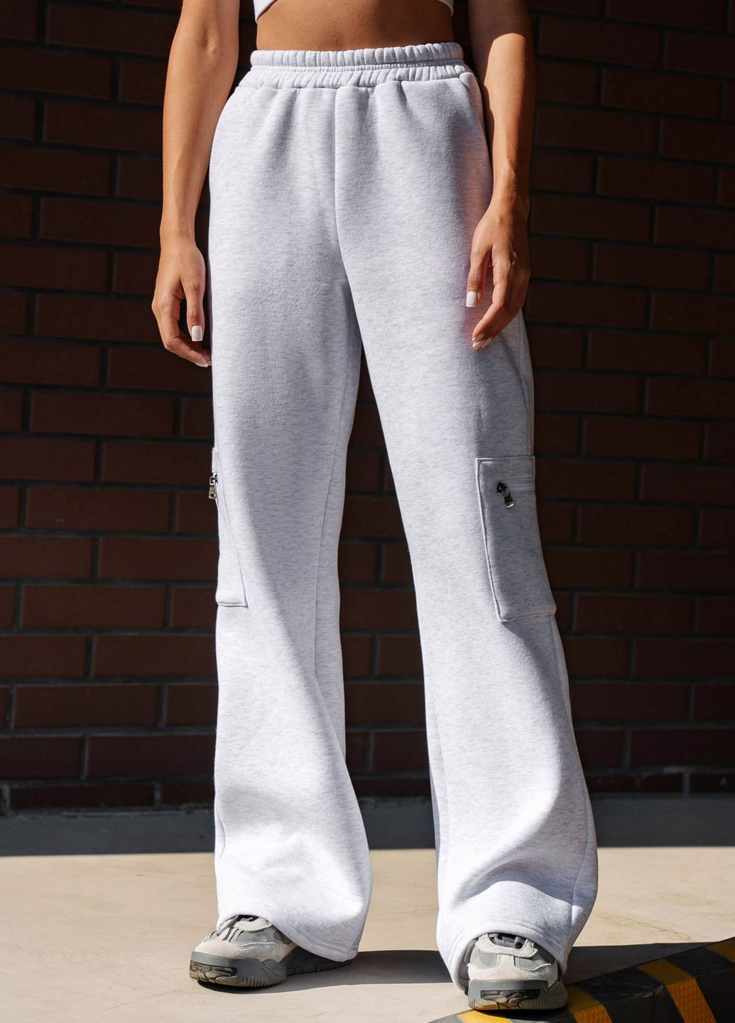 в стилі Casual з теплого футера кольору меланж Jadone Fashion брюки (265014101)