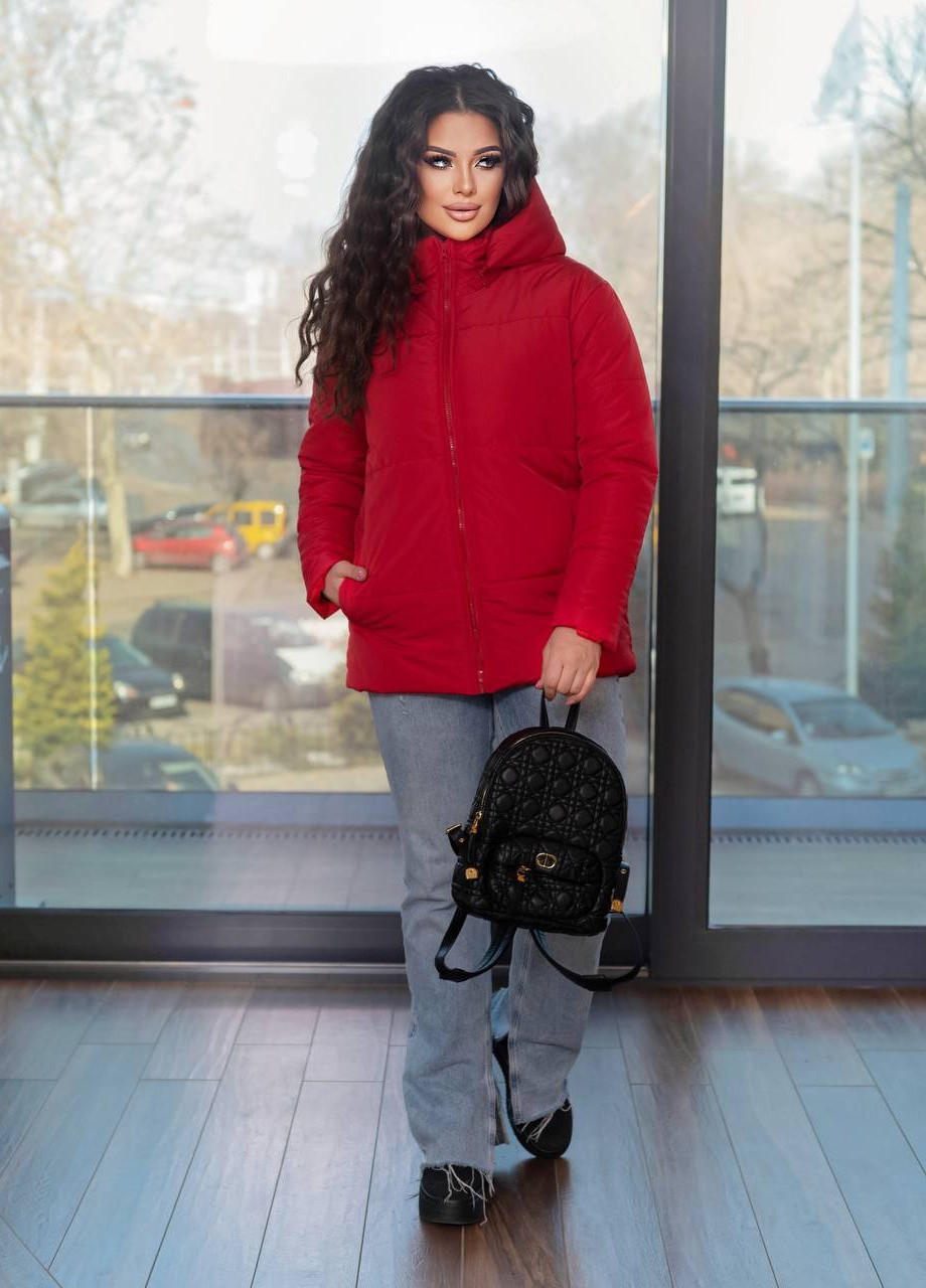 Красная женская весенняя куртка канада красного цвета р.48/50 406435 New Trend