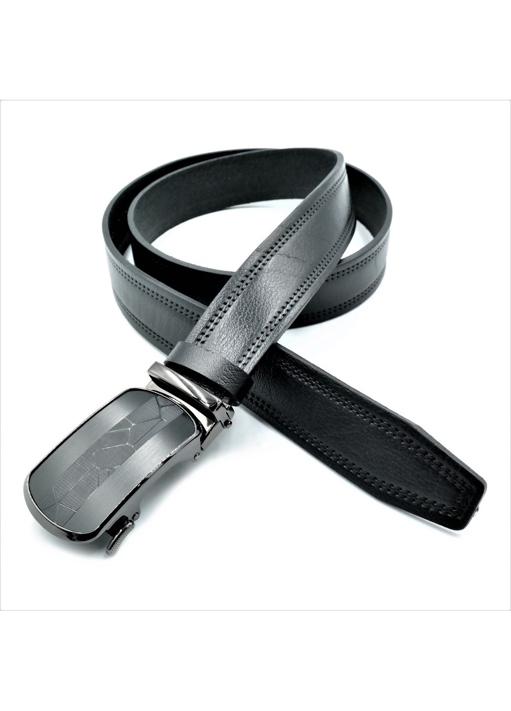 Чоловічий шкіряний ремінь-автомат 3,5 х 110-125 см Weatro Чорний tur-avtmt-35k-002 Le-Mon (272596666)