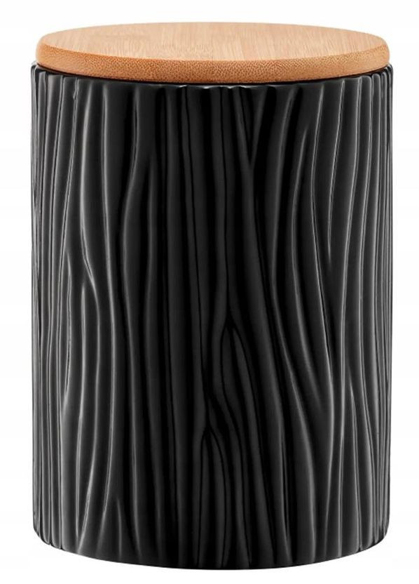 Емкость Tuvo 1100 мл 11х11х15,7 см с бамбуковой крышкой черный керамика/бамбук арт. 29582 Ambition (262906263)