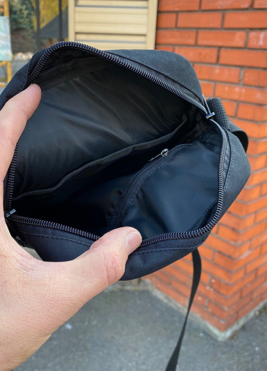Мужская базовая черная текстильная черная сумка через плечо барсетка месенджер Base No Brand (258260652)