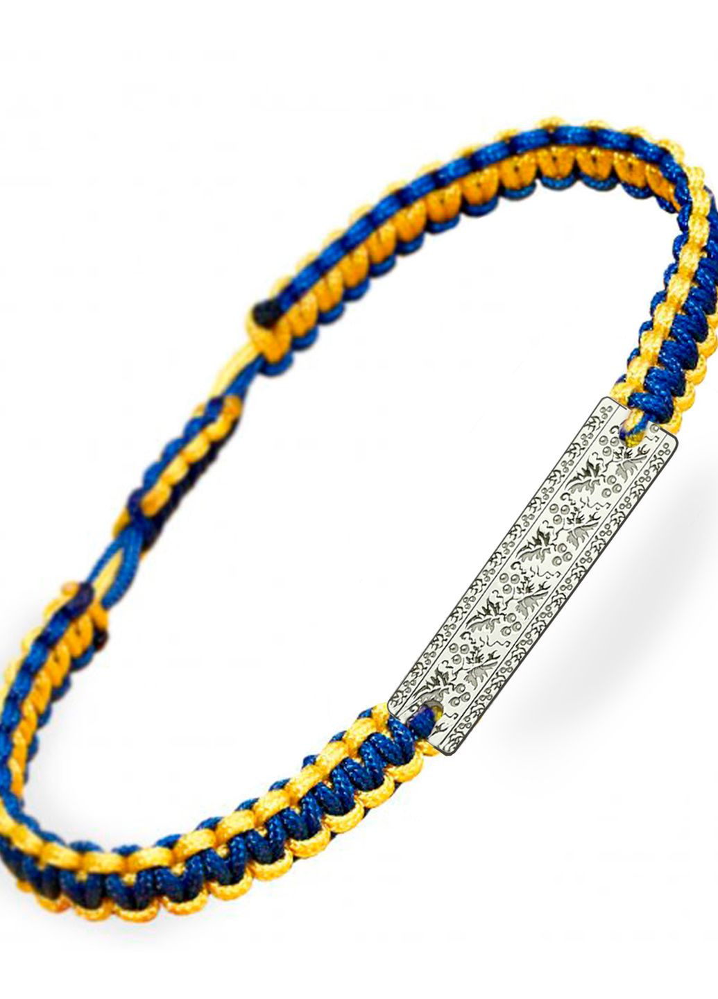 Серебряный браслет шамбала Вышиванка нить жёлто-синяя «Николаев» родированное серебро Family Tree Jewelry Line (266623031)