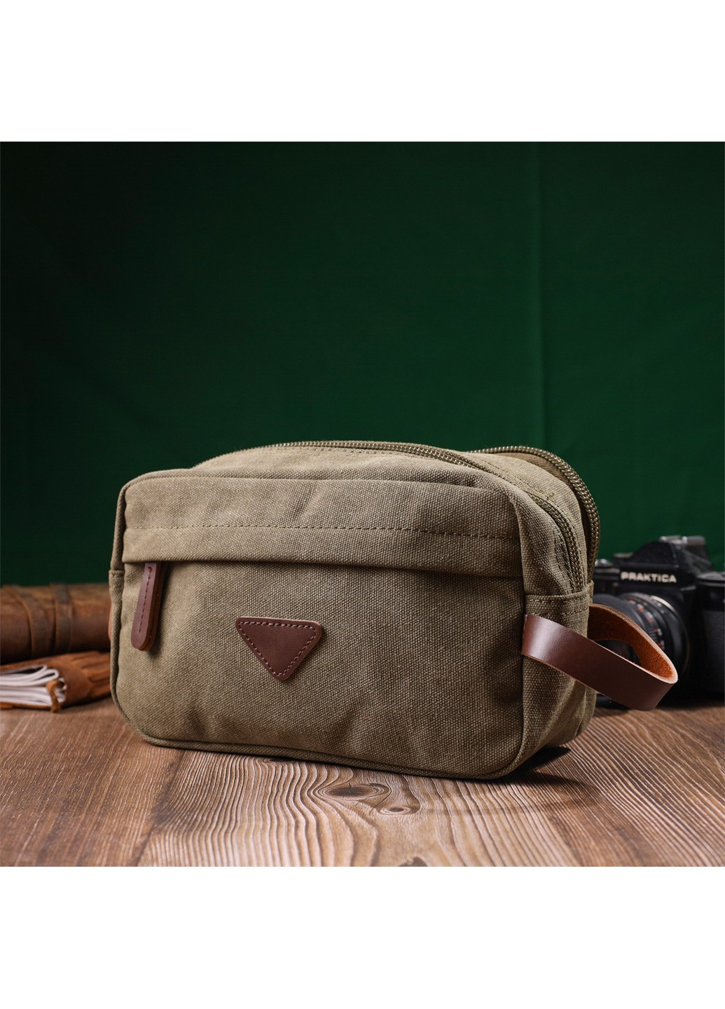 Чоловіча барсетка на два відділення з якісного текстилю 22231 Оливковий Vintage (267948761)