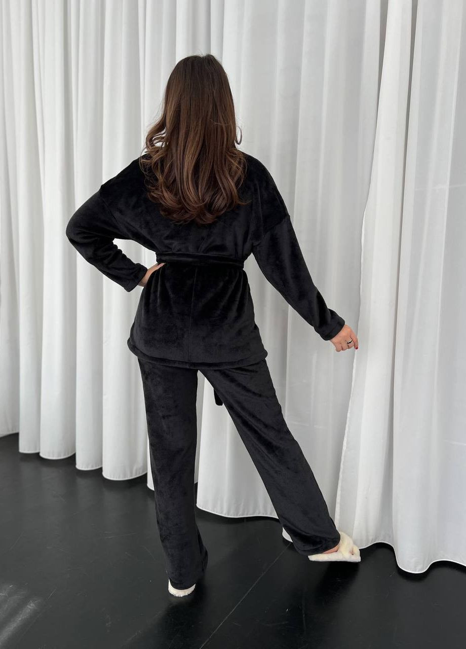 Черная всесезон пижама двойка кофта + брюки Garna
