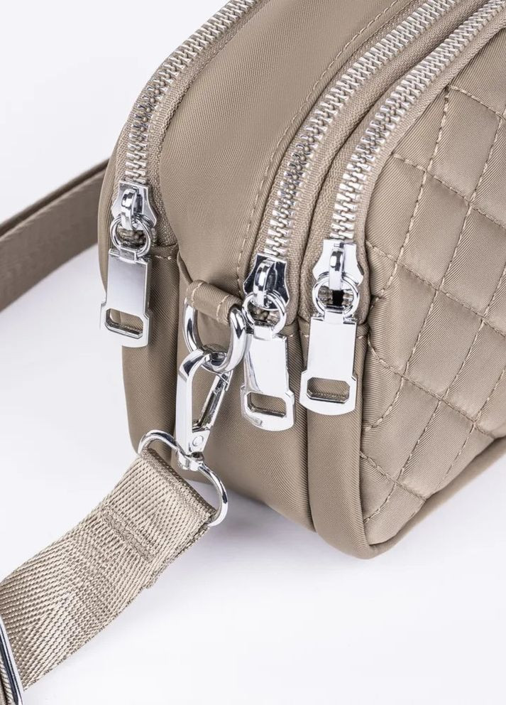 Женская классическая сумка кросс-боди на ремешке на три отдела бежевая No Brand (273409306)