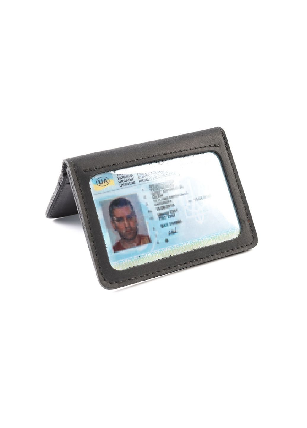 Обкладинка з натуральної шкіри на автодокументи, права, id паспорт з відділами для карток, (Чорний) LQ 701110 (278649335)