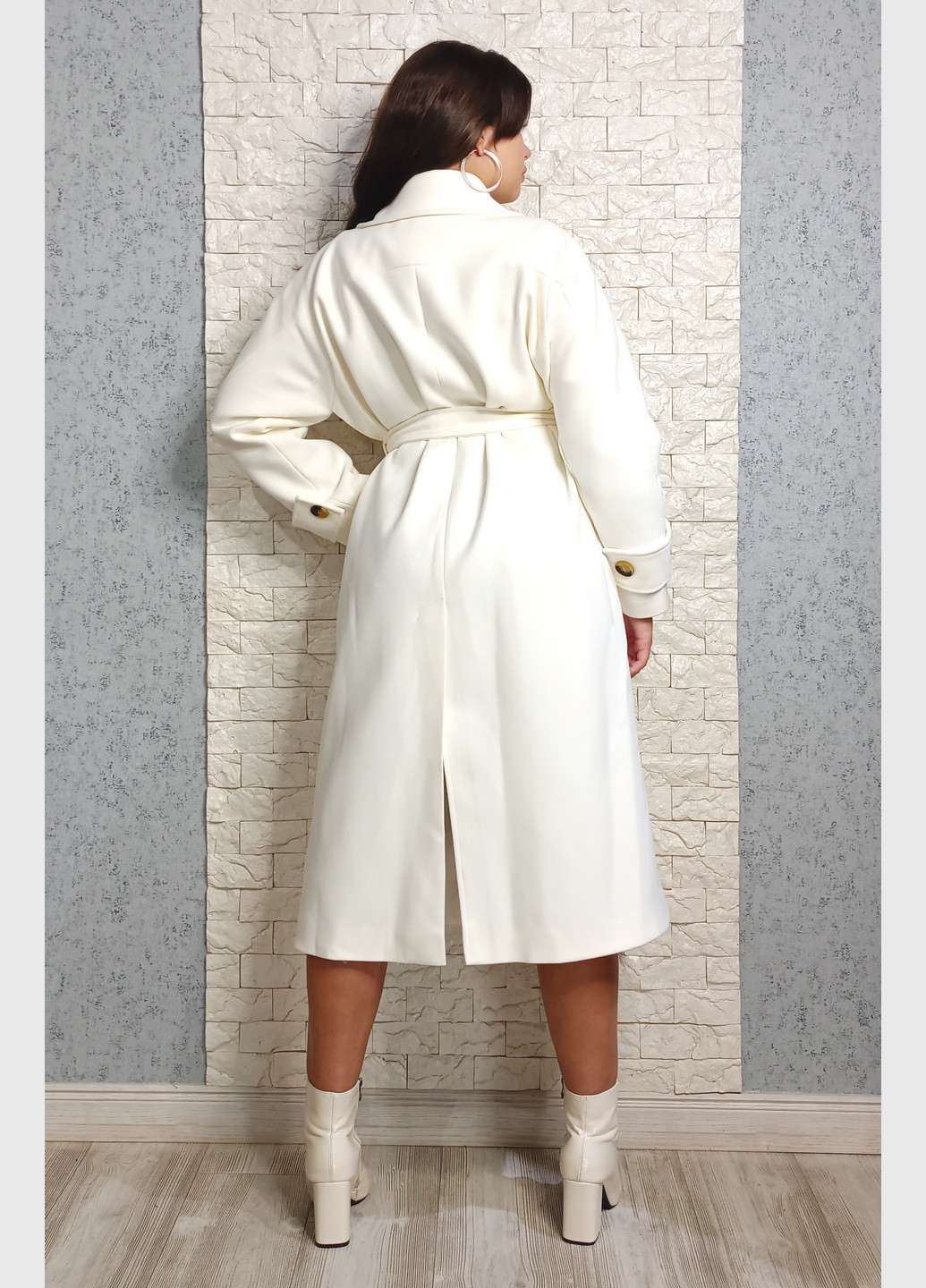 Білий демісезонне Пальто двобортне Hot Fashion