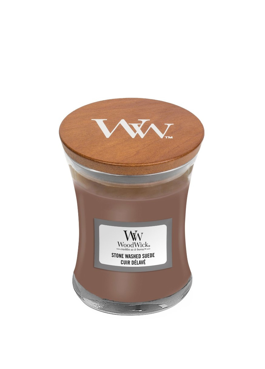 Ароматическая свеча с ароматом замши Mini Stone Washed Suede WoodWick (268030155)