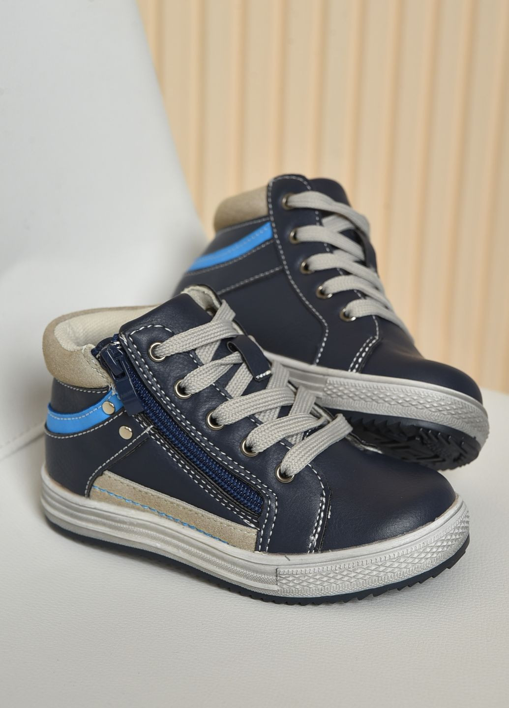 Темно-синие кэжуал осенние ботинки детские демисезон темно-синего цвета Let's Shop