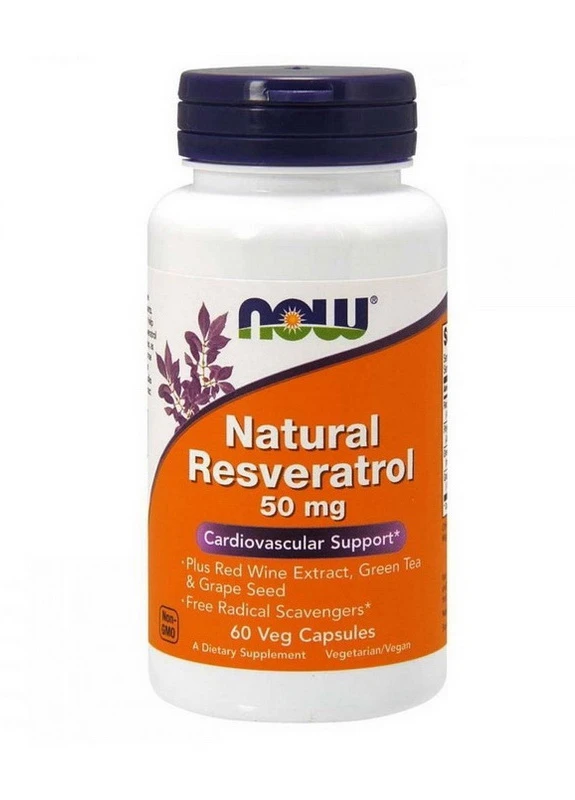 Потужний антиоксидант Natural Resveratrol 50 mg 60 vcaps Now (257259108)