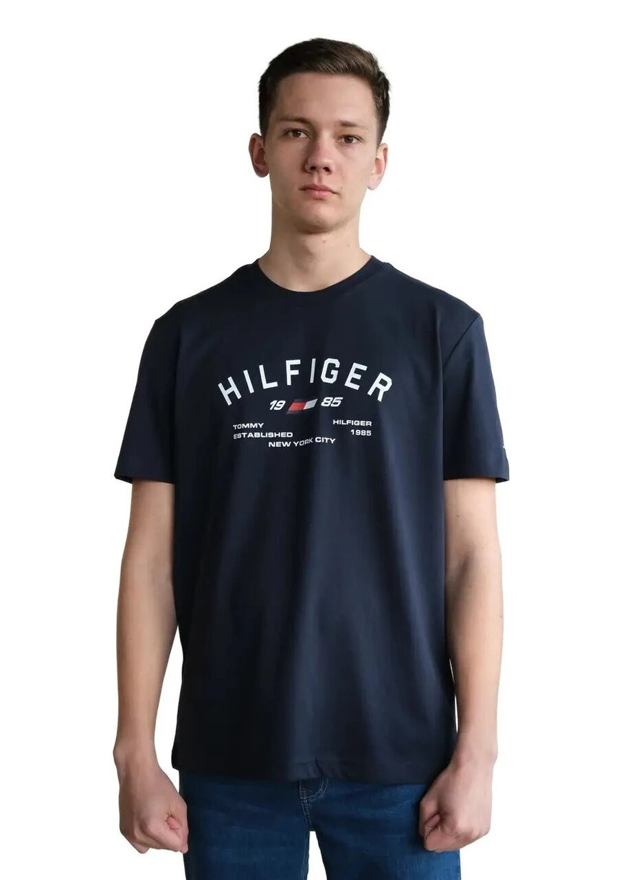 Темно-синяя футболка мужская с коротким рукавом Tommy Hilfiger