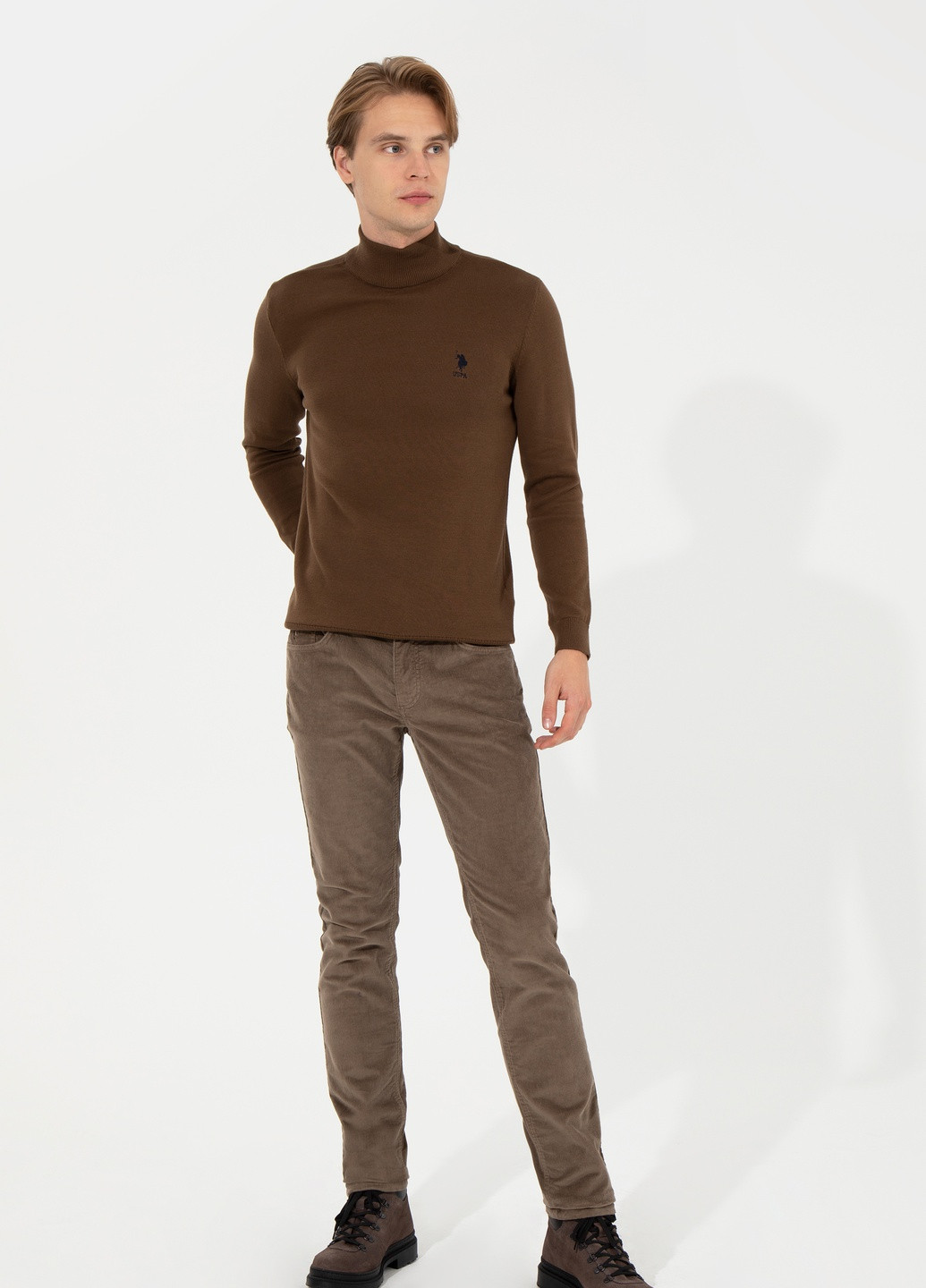 Коричневый свитер u.s. polo assn. мужской U.S. Polo Assn.