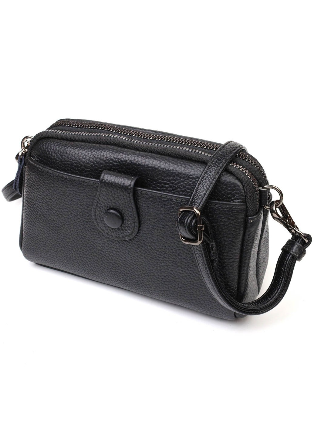 Цікава сумка-клатч у стильному дизайні з натуральної шкіри 22086 Чорна Vintage (260359799)