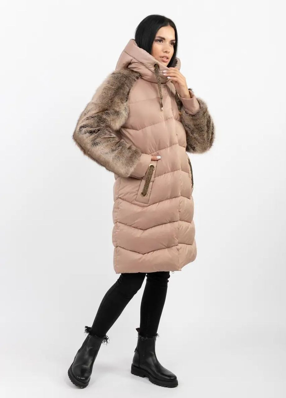 Кофейная зимняя куртка зимняя женская SK