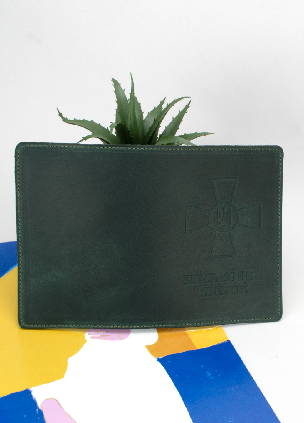 Обкладинка шкіряна на військовий квиток (зелена) з прозорим клапаном HandyCover (264021541)