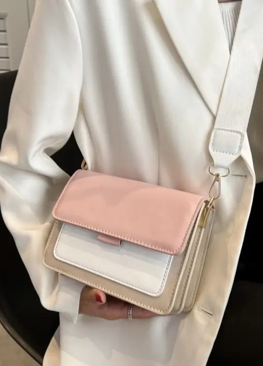 Женская классическая сумочка через плечо кросс-боди розовая No Brand (257007443)
