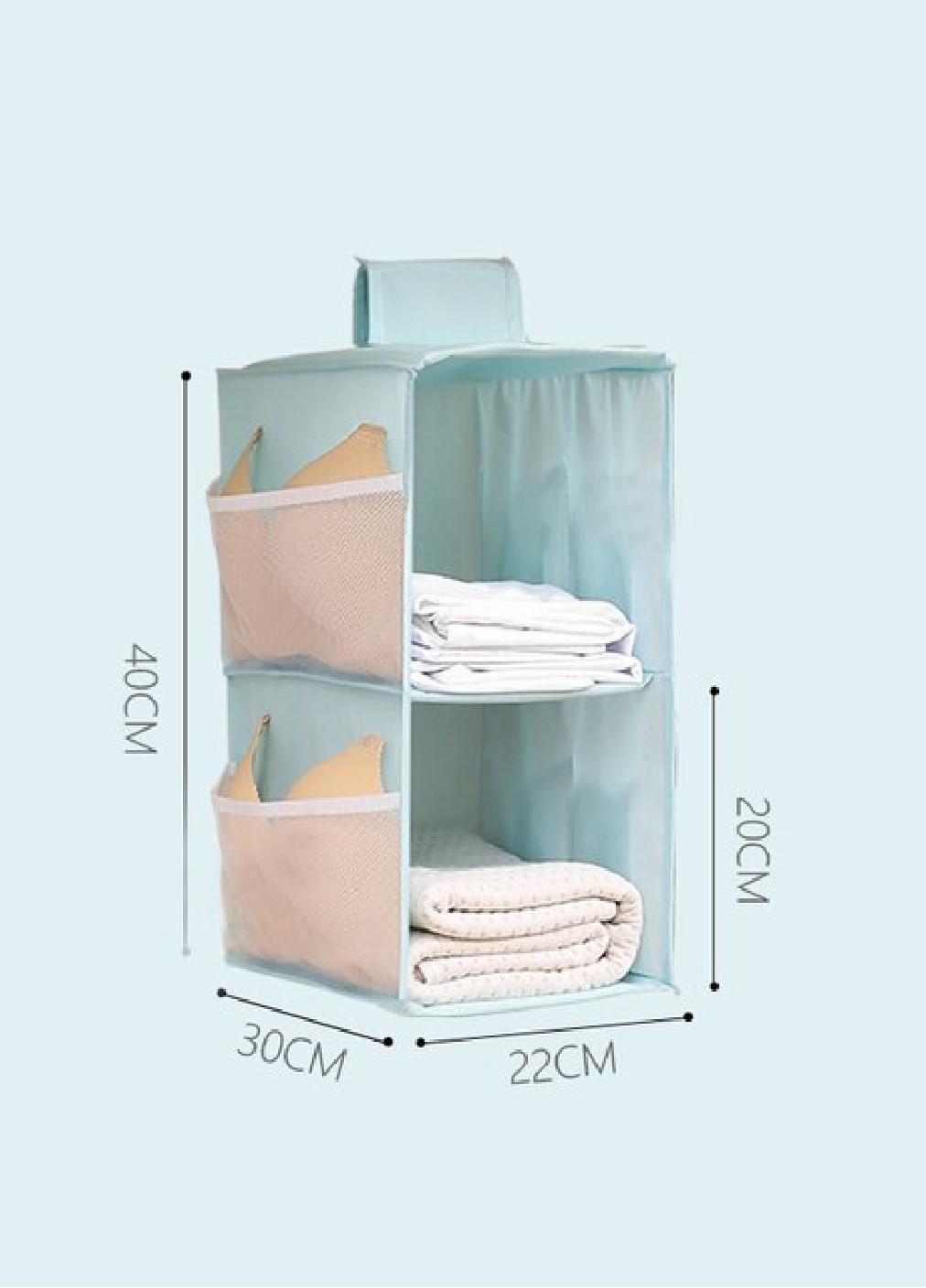 Подвесной органайзер модуль шкаф для хранения одежды обуви вещей сумок на 2 ячейки 40х30х22 см (474424-Prob) Голубой Unbranded (258417110)