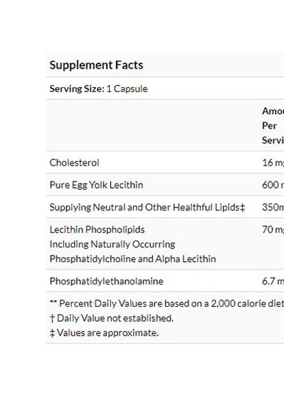 Nature's Plus Egg Yolk Lecithin 600 mg 90 Veg Caps NTP4173 Natures Plus (256722033)