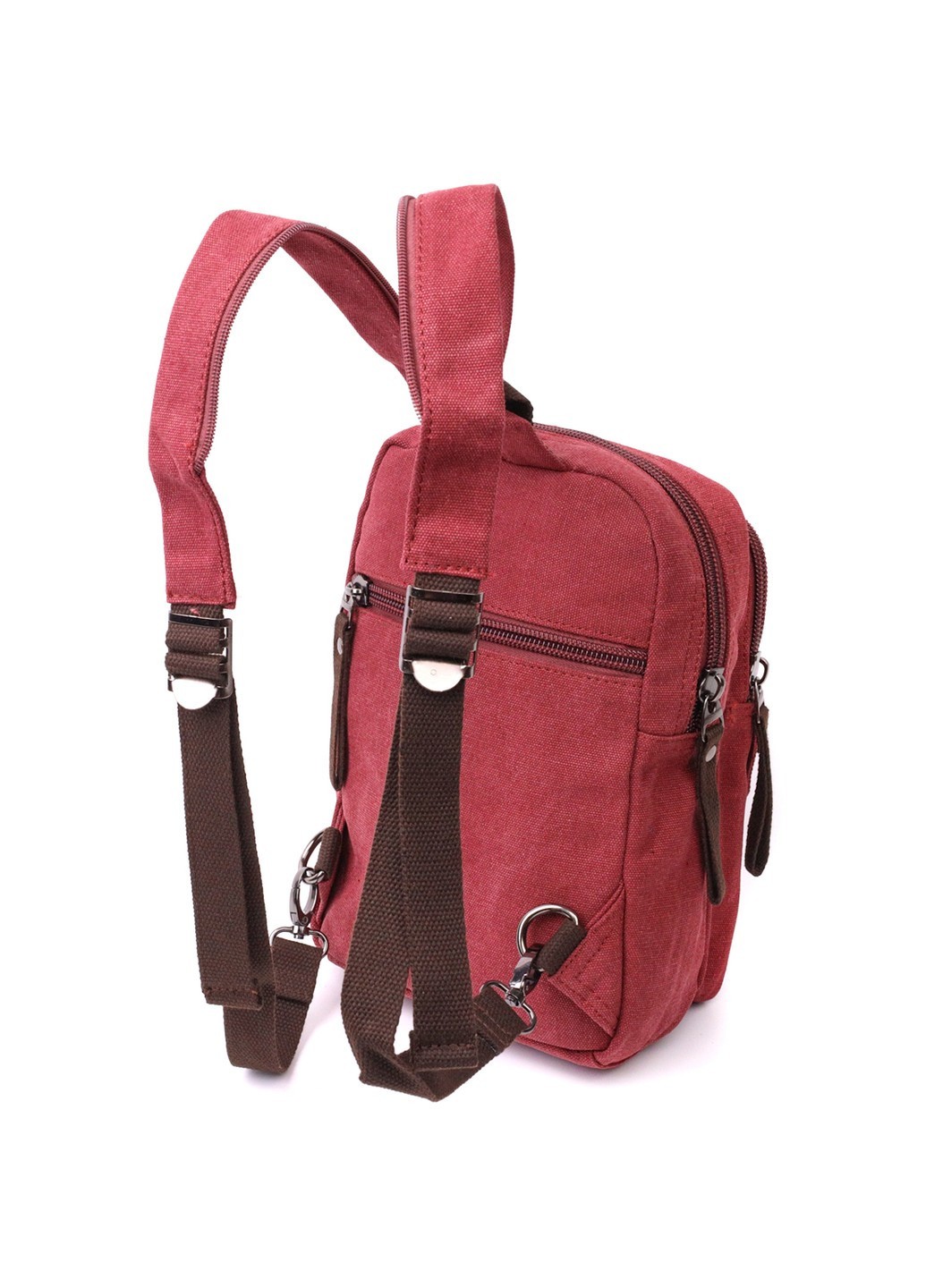Надійна сумка-рюкзак з двома відділеннями із щільного текстилю 22164 Бордовий Vintage (267932175)
