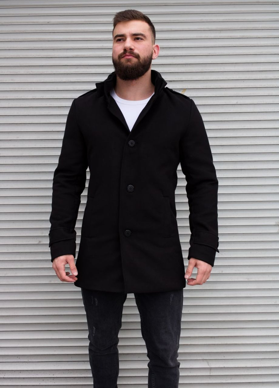 Черное демисезонное Стильное демисезонное кэжуал пальто Vakko
