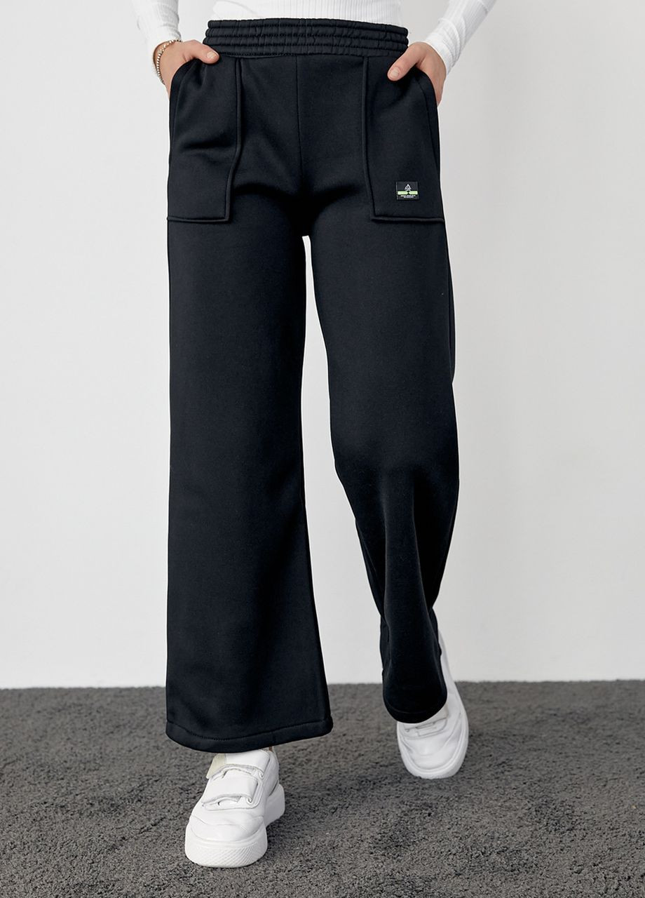 Трикотажні штани на флісі з накладними кишенями Lurex (266555801)