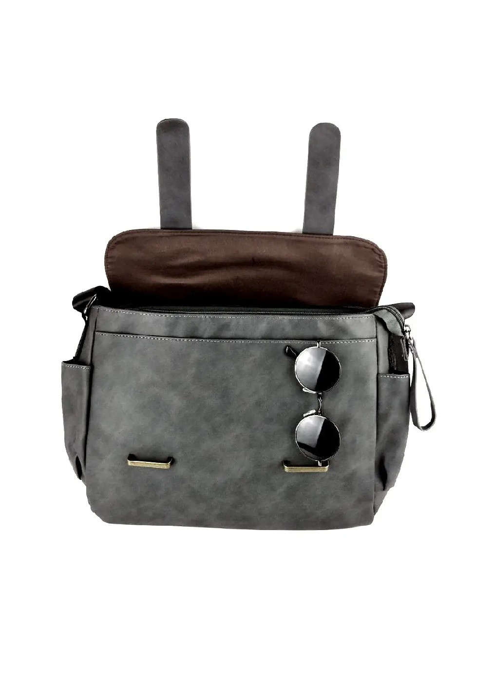 Мужская стильная практичная компактная городская повседневная сумка через плечо из экокожи 28х36х11 см (475524-Prob) Серая Unbranded (268463133)