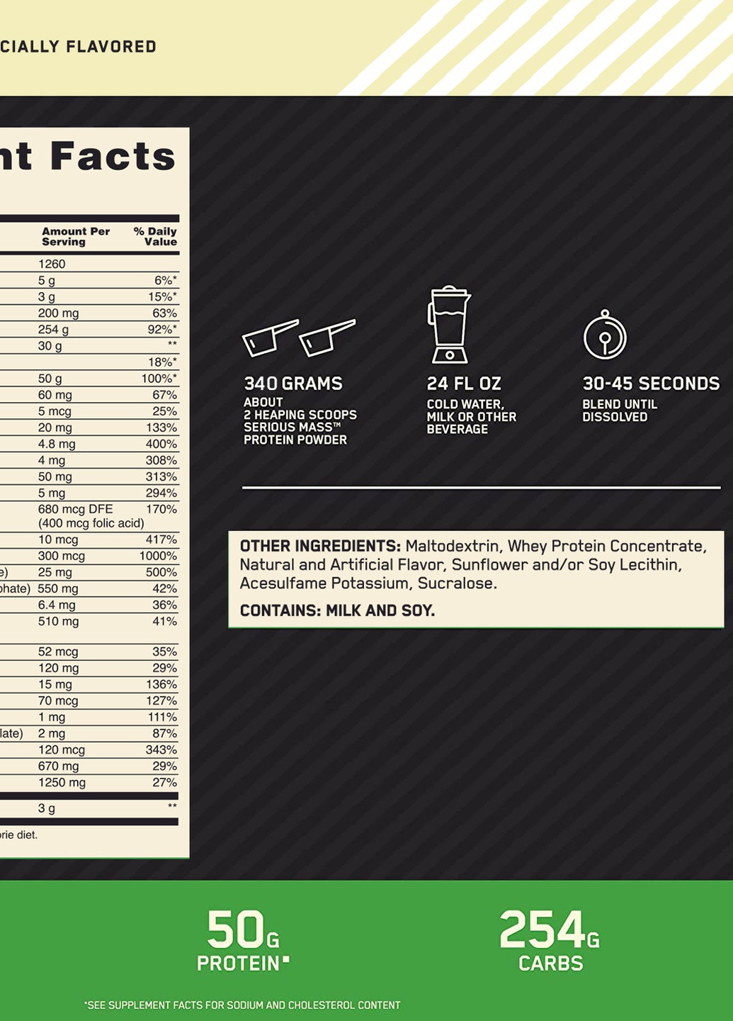 Гейнер EU Serious Mass 2727 g (Vanilla) Optimum Nutrition (259577461)