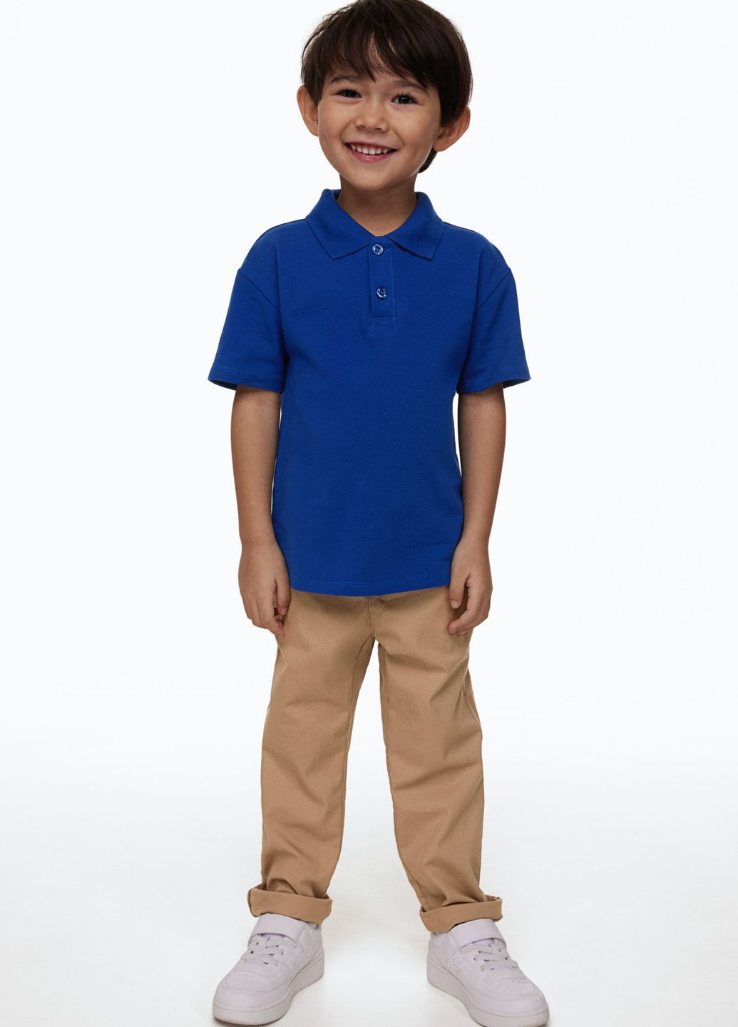 Синяя детская футболка-поло для мальчика H&M однотонная