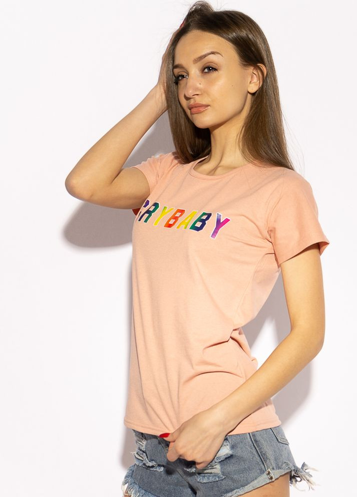 Персиковая летняя футболка женская crybaby (персиковый) Time of Style