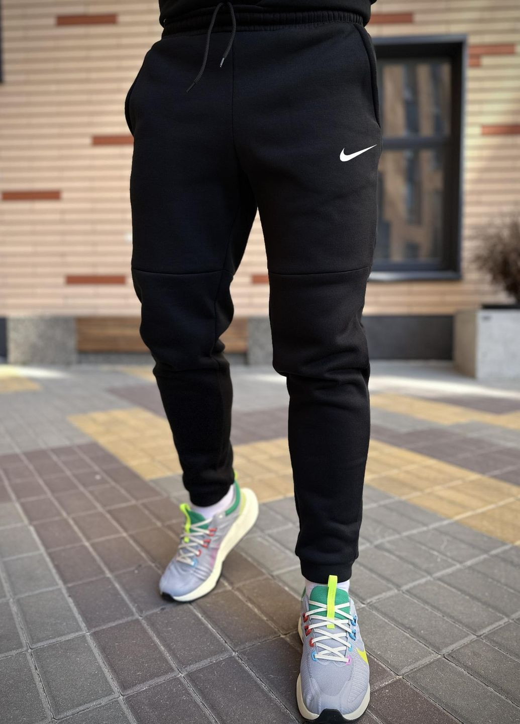 Зимний спортивный костюм с логотипом Nike с начесом черная кофта на змейке + черные брюки Vakko (263432557)