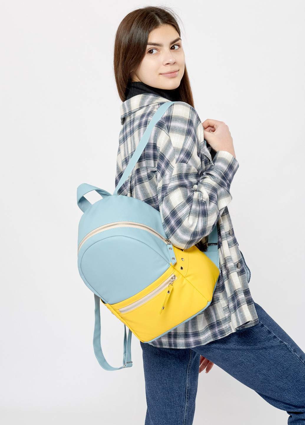 Женский рюкзак Dali BPSe голубой с желтым Sambag (259503247)